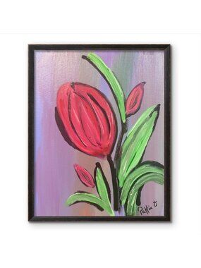 Flower Painting Blushing Bloom Original 14x11 Contemporary Floral Art Canvas Sig
